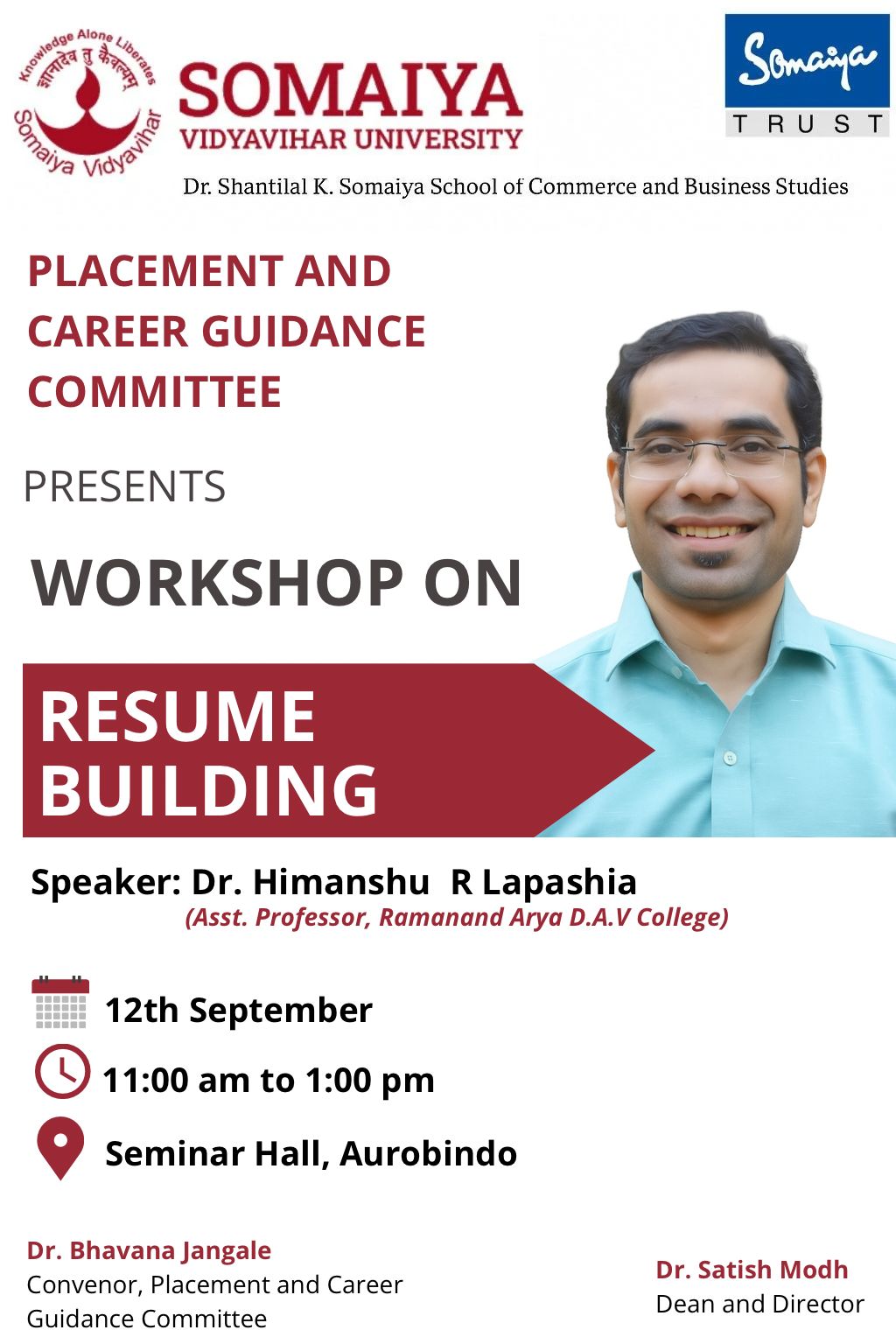Cv Building Workshops Workshop on RESUME BUILDING | Somaiya Vidyavihar University